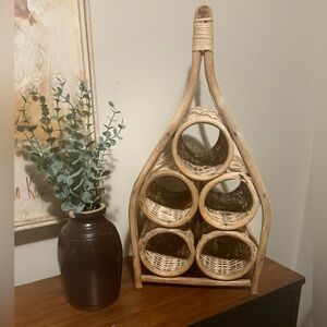 VINTAGE Boho Rattan Wine Rack
